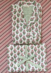 Tulip Flower Hand Block Printed Cotton Pyjamas