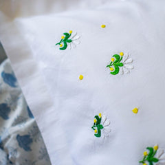 White Flower Embroidered Pillow Covers The Charpoy
