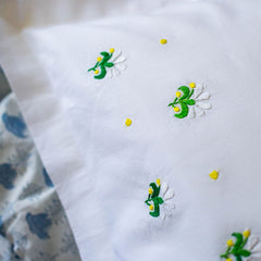 White Flower Embroidered Pillow Covers The Charpoy