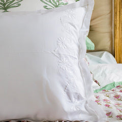 White Plain Embroidered Pillow Covers The Charpoy