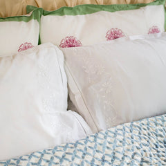 White Plain Embroidered Pillow Covers The Charpoy