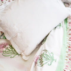 White Plain Embroidered Pillow Covers The Charpoy