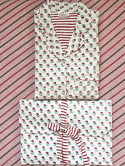 Red Flower Hand block Printed Cotton Pyjamas