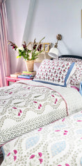 Amaryllis Flower Hand Block Printed Quilt The Charpoy 
