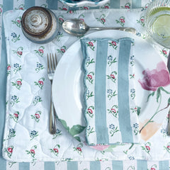 Aqua Stripes & Flowers Quilted Placemats