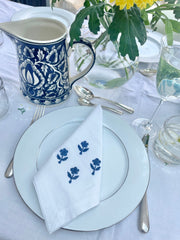 Blue Daisy Embroidered Napkins (set of four) The Charpoy