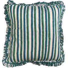 Blue & Green Striped Cushion Cover