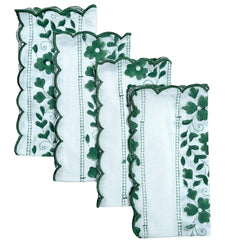 Green Floral Stripe Napkins (Set of four)