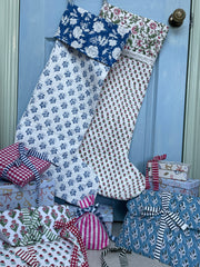 Blue and White Large Christmas Stocking