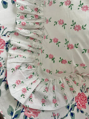 Petit Pink Daisy Garland Ruffled Pillow Cover