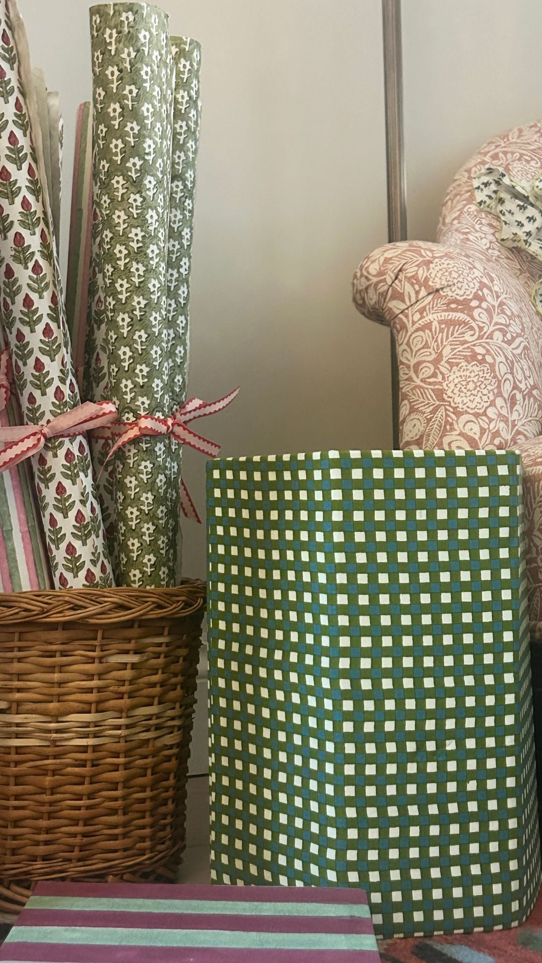 beautiful Hand block Printed waste paper bins foldable & come flat packed, handcrafted from 100% recycled cardboard. The Charoy