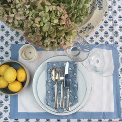 Hand Block Printed Pale Blue Border Place Mat The Charpoy