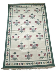 Handwoven Urn Pot Floral Dhurrie/Rug