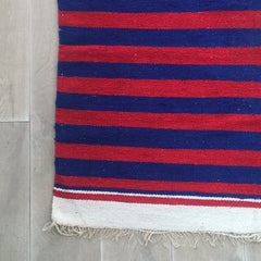 Limited Edition Red & Blue Stripe Hand Woven Dhurrie The Charpoy