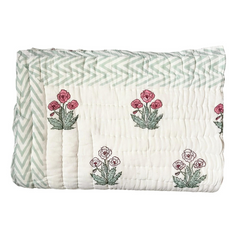 Pansy Flower Hand Block Printed Quilt  The Charpoy 6788