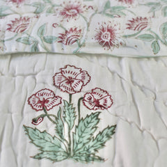 Pansy Flower Hand Block Printed Quilt The Charpoy 8614