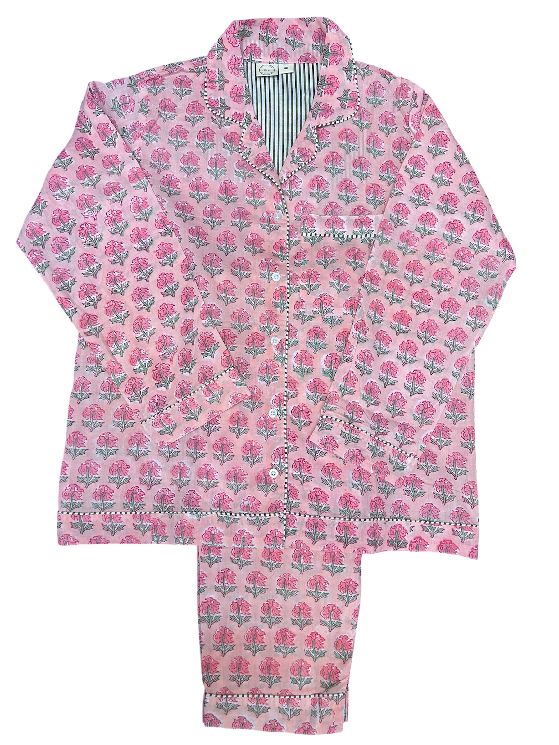Peach floral pyjama set on a white background The Charpoy