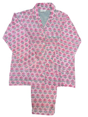 Peach floral pyjama set on a white background The Charpoy