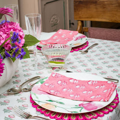 Pink Flower Napkins (Set of four) The Charpoy