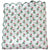 A folded scalloped edge bedspread by The Charpoy, featuring a repeating pattern of pink flowers and green leaves on a white background. Artisanal handmade in Jaipur. Available in a super king size.