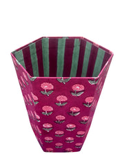 Plum Red Hand block Printed Waste Paper Bin