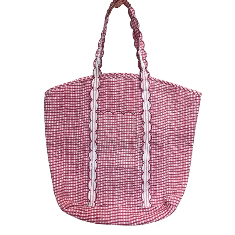 Red Checkered/Gingham Tote Bag The Charpoy