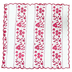 Red Scalloped Floral Stripe Napkins (Set Of Four)