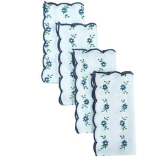 Scalloped Blue with Petit Flowers Napkin (Set Of Four)