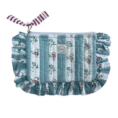 Stripes and Flowers Ruffled Pouch