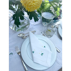 Tulip Flower Embroidered Napkins (Set Of Four) The Charpoy