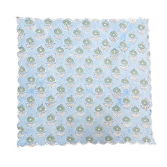 White Scalloped Green Flower Napkins (Set Of Four)